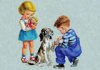 Girl with doll Boy with dog (1 available)